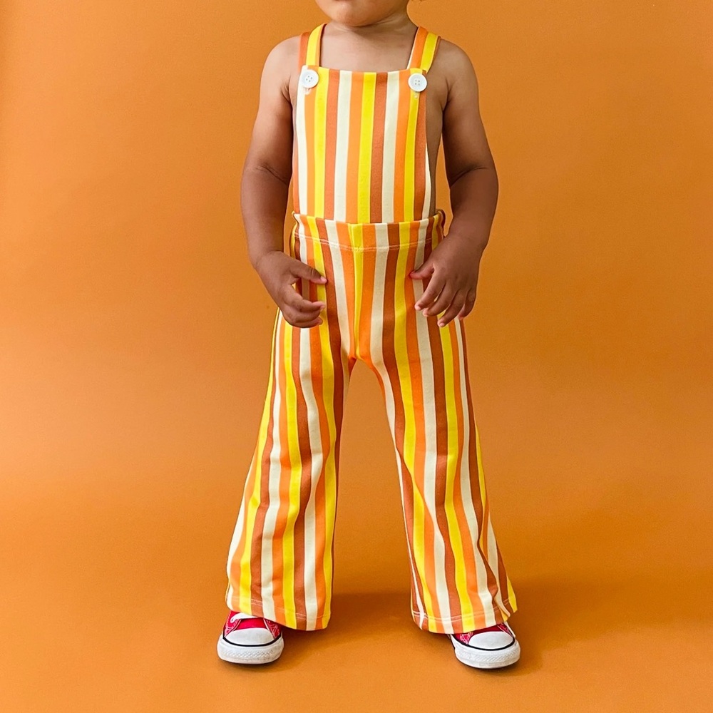 Joonbird Retro Striped Bellbottom Overalls